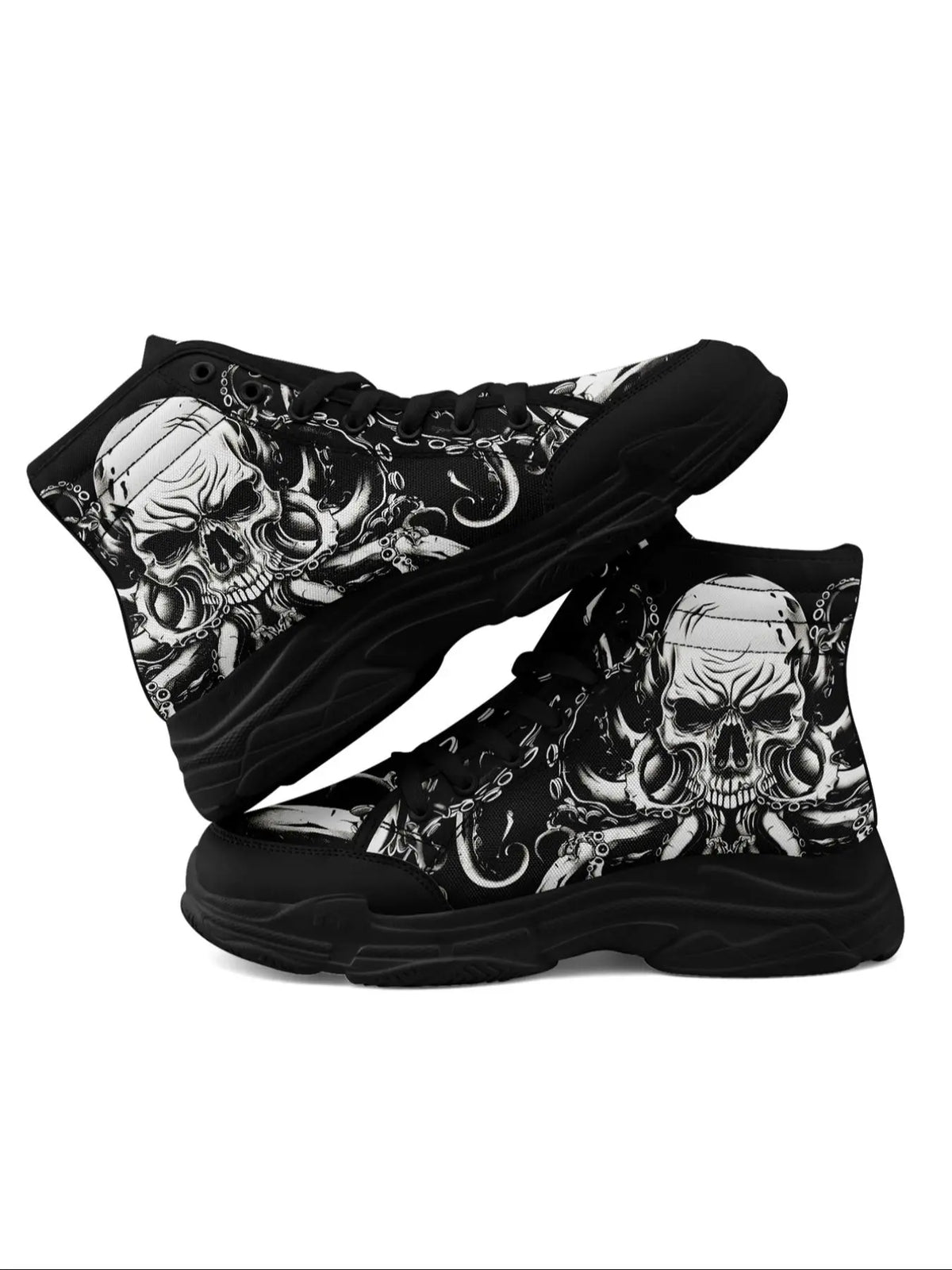 Men'S Halloween Theme Animal Print Decor High Top Sneakers, Casual Comfortable Breathable Sports Shoes, Fashionable Sneakers for Daily Wear, Graphic Print Sneakers