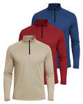 3 Pack: Men'S Dry-Fit Active Quarter Zip Long Sleeve Athletic Performance Pullover (Available in Big & Tall)