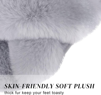 Women's Cross Band Fuzzy Open-Toe Memory Foam Slippers | Soft Faux Fur Indoor Footwear with Non-Slip Rubber Sole, Ideal Cozy Gifts for Ladies, Mothers, and Bridesmaids