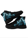 Men'S Halloween Theme Animal Print Decor High Top Sneakers, Casual Comfortable Breathable Sports Shoes, Fashionable Sneakers for Daily Wear, Graphic Print Sneakers