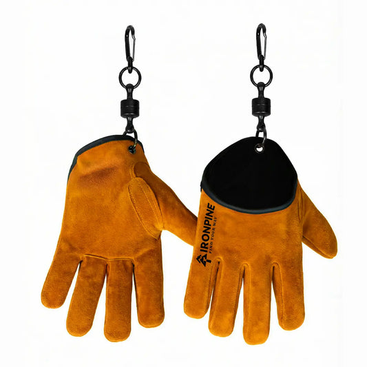 Magnetic Quick-Release Cowhide Work Gloves for Men, Heavy-Duty Leather Gloves with Dual Belt Clips, Reinforced Thumb, Soft Knit Lining for Camping, Firewood, Gardening, Construction, Farm and Yard Work