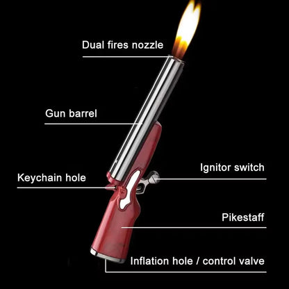 Metal Personalized Inflatable Lighter Windproof Jet Flame Pistol Outdoor Portable Lighter Cigarette Accessories Men's Gift
