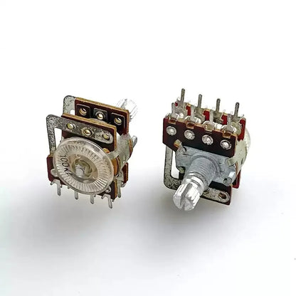10PCS 16type 8-pin Dual A100K With Equal-tone Tap Stepping Audio Power Amplifier Volume Potentiometer, Shaft Length 15MM