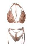 Goddess Rose Set -Rose Gold Pink Suits with Bra and Bow, Stylish Outfit for a Vibrant Look