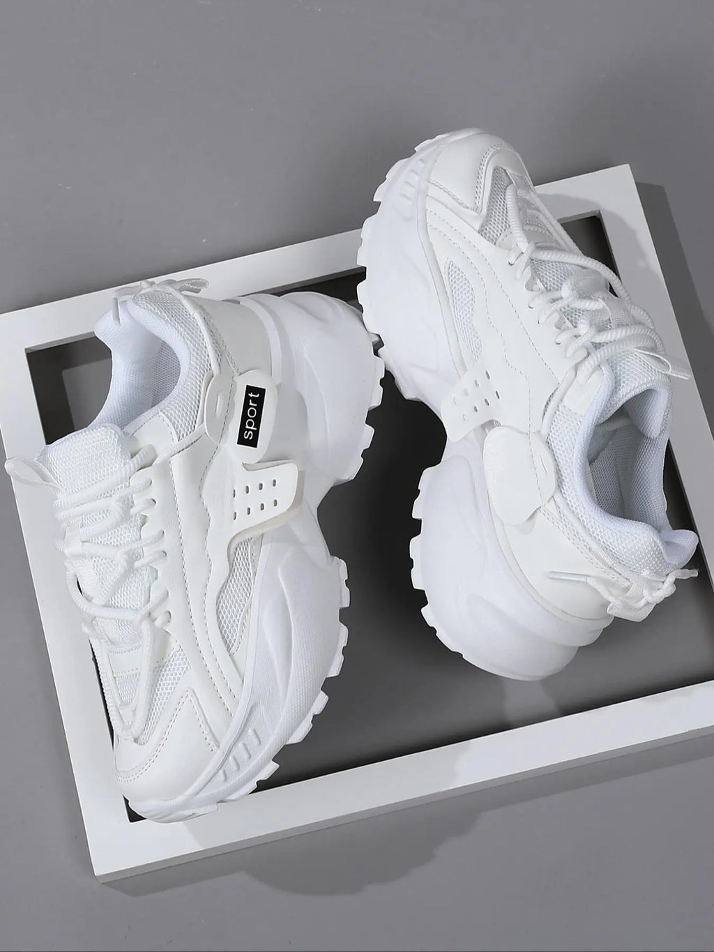 Women'S Sporty Lace up Platform Sneakers, Casual Comfortable Breathable Chunky Sneakers, Fashionable All-Match Training Shoes for Daily Wear, Thick Sole Sneakers