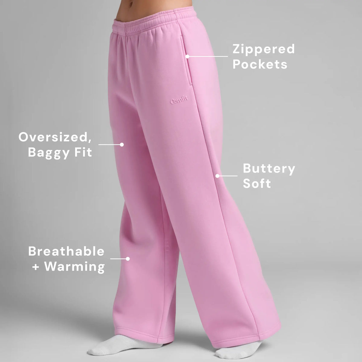 Comfrt | Basic Wide Leg Sweatpants | Relaxed Wide Leg Soft Fleece Sweatpants