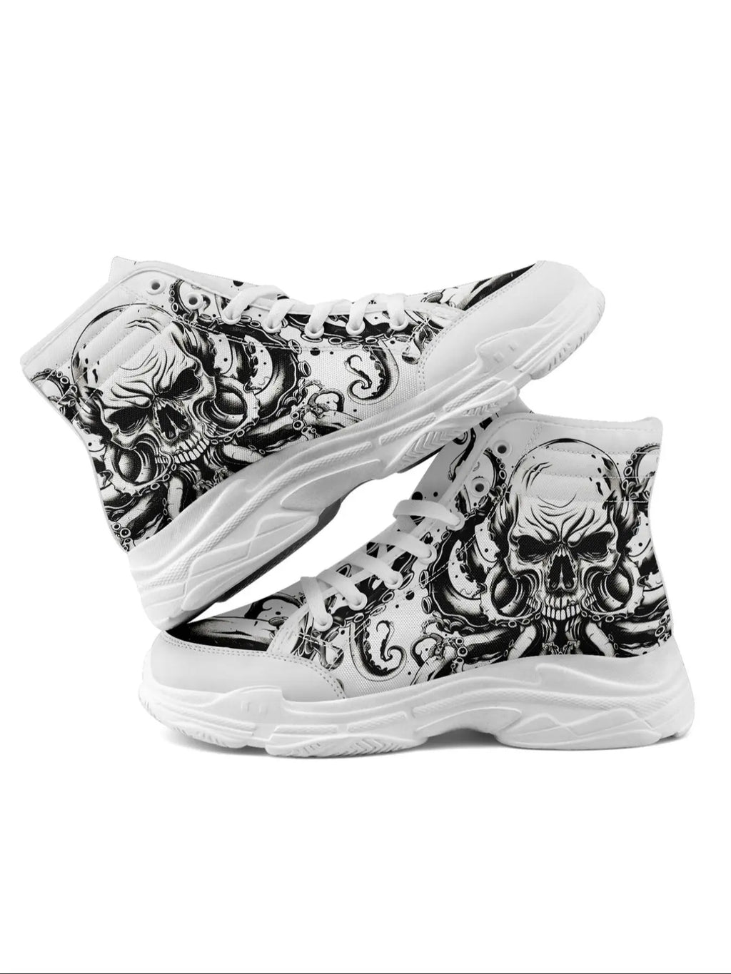 Men'S Halloween Theme Animal Print Decor High Top Sneakers, Casual Comfortable Breathable Sports Shoes, Fashionable Sneakers for Daily Wear, Graphic Print Sneakers