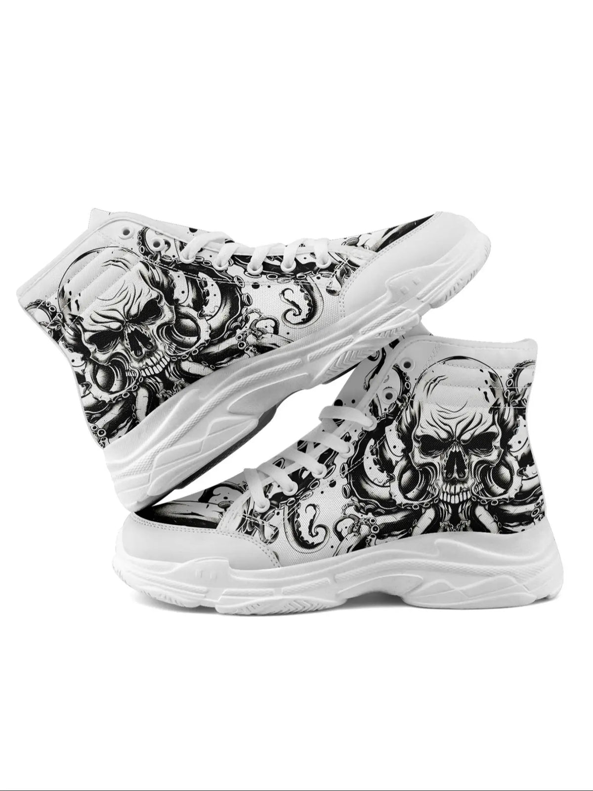Men'S Halloween Theme Animal Print Decor High Top Sneakers, Casual Comfortable Breathable Sports Shoes, Fashionable Sneakers for Daily Wear, Graphic Print Sneakers