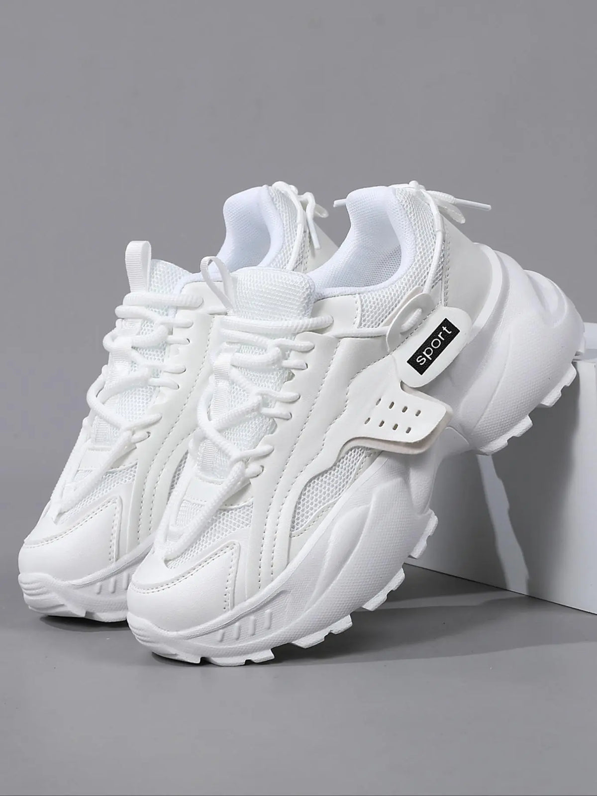 Women'S Sporty Lace up Platform Sneakers, Casual Comfortable Breathable Chunky Sneakers, Fashionable All-Match Training Shoes for Daily Wear, Thick Sole Sneakers