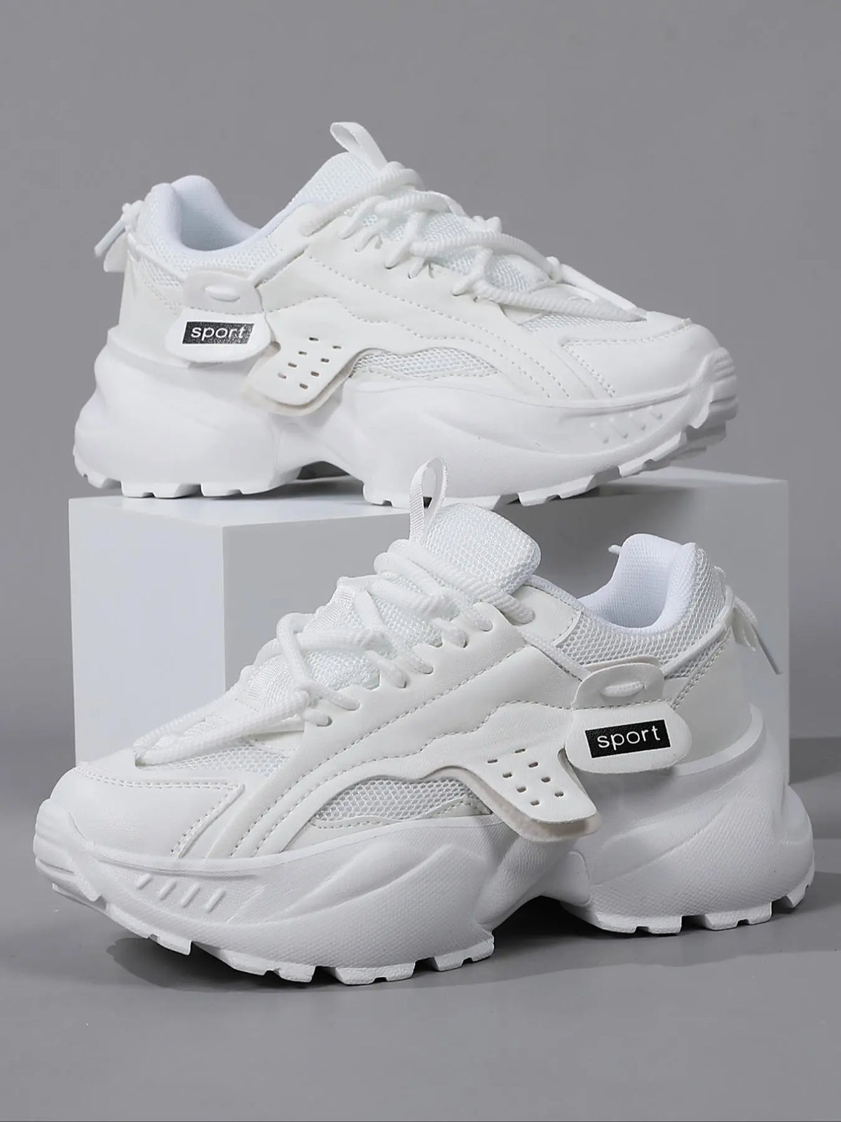 Women'S Sporty Lace up Platform Sneakers, Casual Comfortable Breathable Chunky Sneakers, Fashionable All-Match Training Shoes for Daily Wear, Thick Sole Sneakers